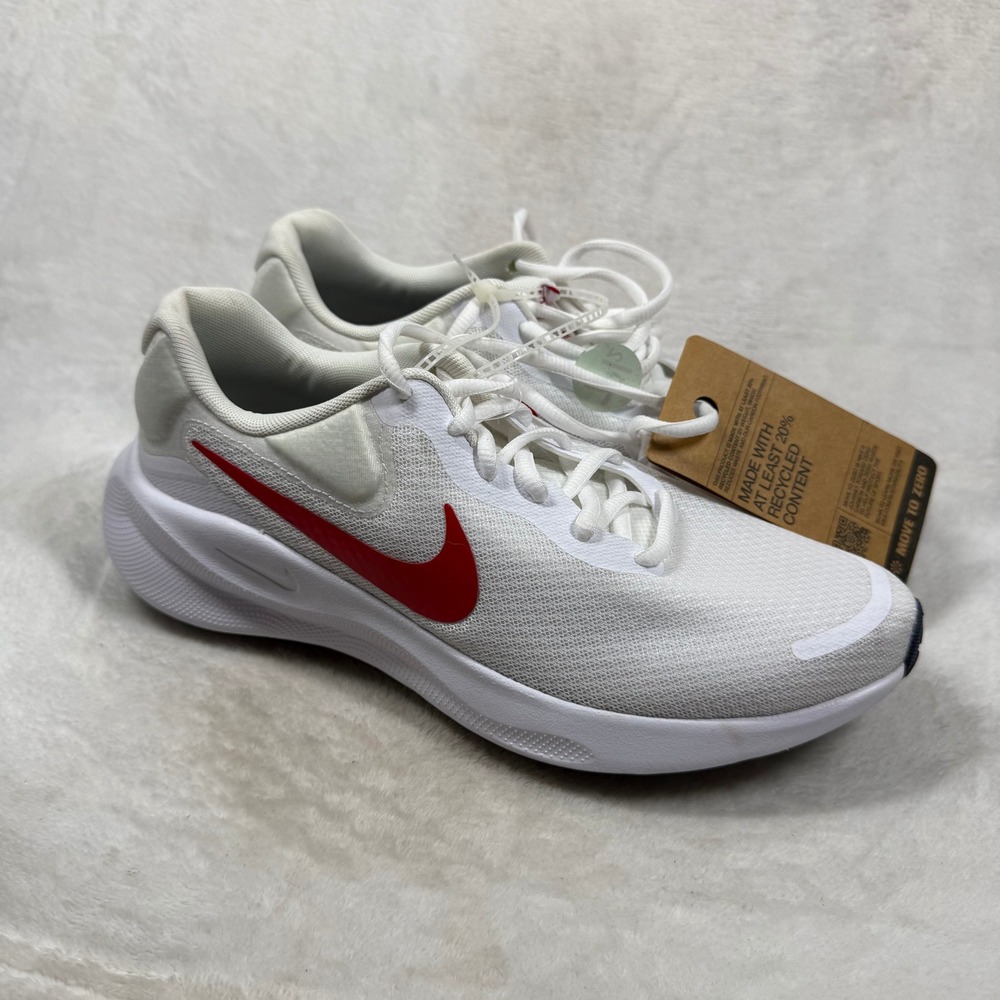 Nike Revolution 7 Mens Running Shoes White University Red FB2207-101 Size 7.5